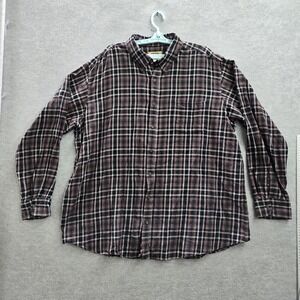 The Foundry Supply Co. Men Button Up Shirt 2XLT Black Plaid Flannel